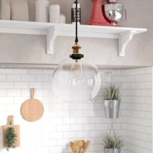 JL Styles Inc Clear Glass Globe 1-Light Pendant Light